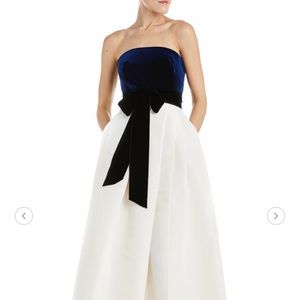 Monique Lhuillier Strapless Gown w/ Velvet Bodice